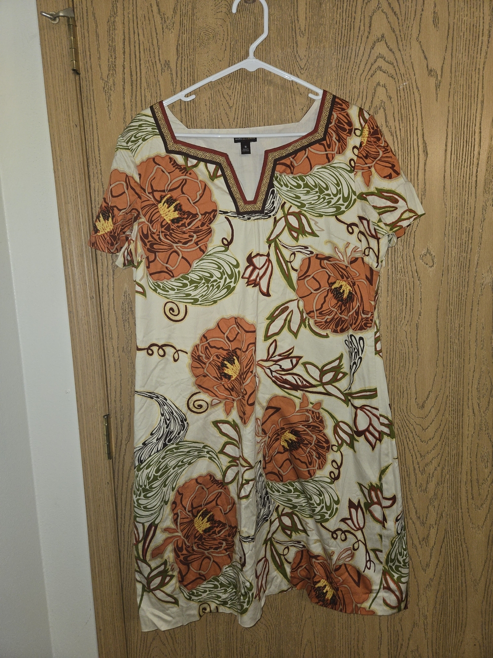 Dana Buchman Cream Mini Dress with Orange Floral Print